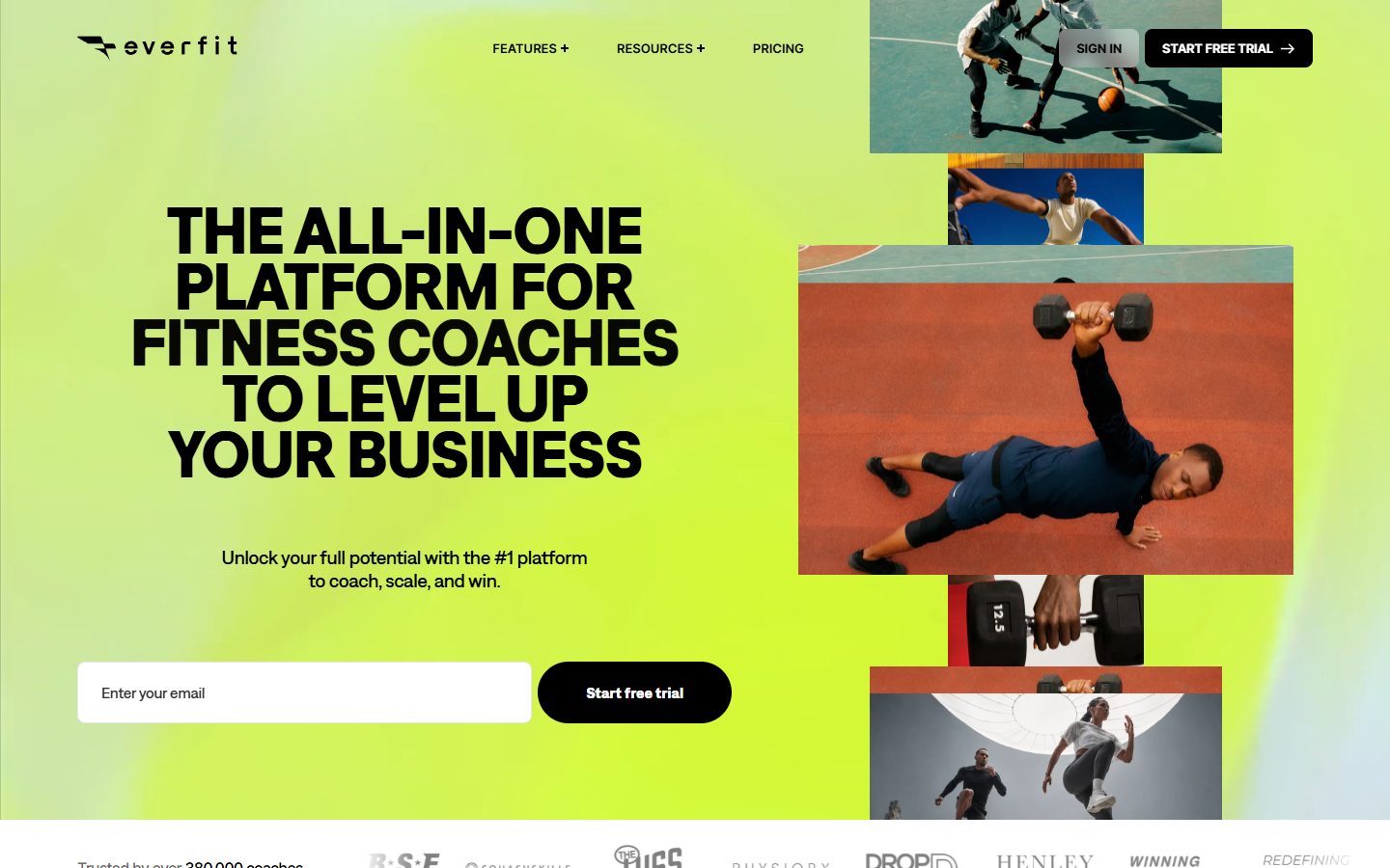 Everfit homepage